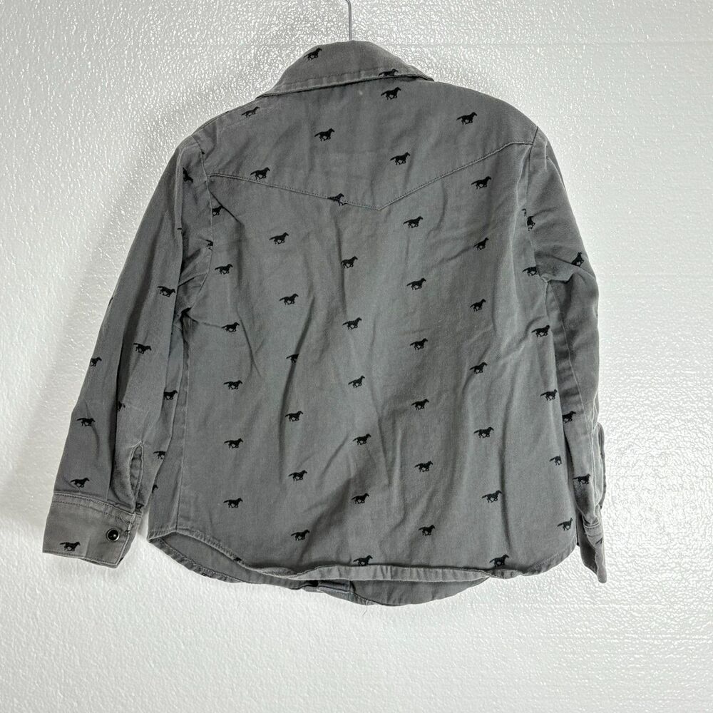 Roper Sport Vintage Western Rodeo Gray Black Pearl Button Down Long Sleeve Kids5 - Picture 2 of 10